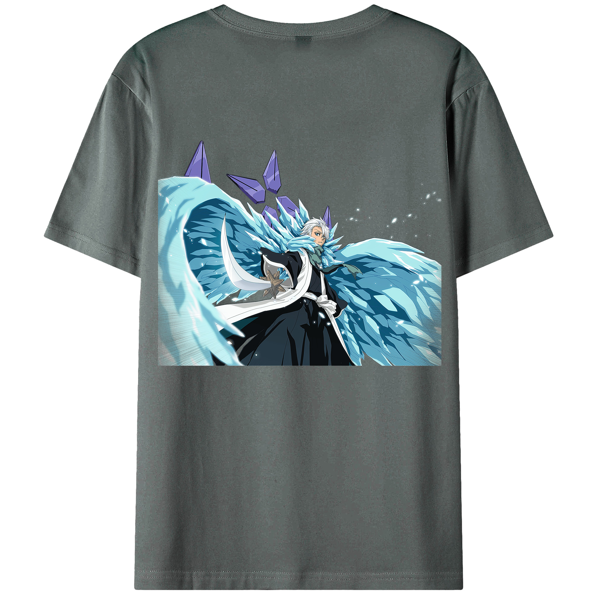 （画像用） ブリーチ 日番谷冬獅郎（ひつがや とうしろう） BLEACH Hitsugaya Toushirou 綿100％ メンズ半袖Tシャツ（バックプリント） 通気性